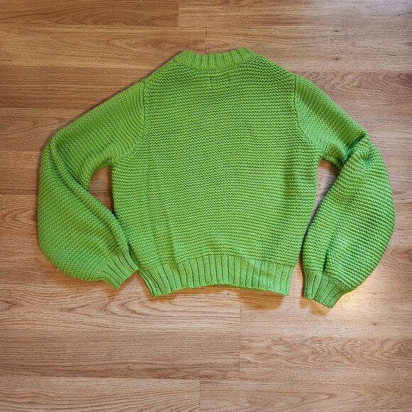ASOS boxy crew neck with balloon sleeve green sweater - Picture 3 of 4